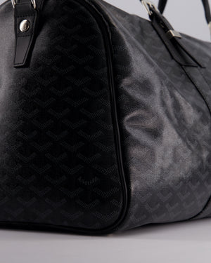 Goyard Black Travel 55 Tote Bag in Coated Monogram Canvas with Silver Hardware