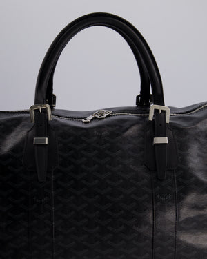 Goyard Black Travel 55 Tote Bag in Coated Monogram Canvas with Silver Hardware