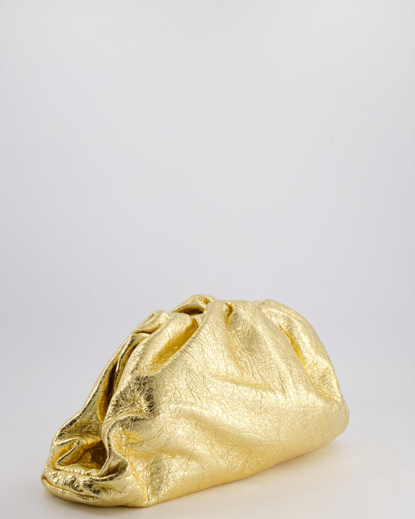 FIRE PRICE Bottega Veneta Metallic Gold Distressed Leather Large Pouch Bag