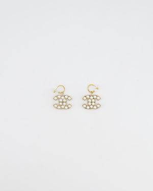Chanel Gold and Pearl CC Logo Drop Earrings