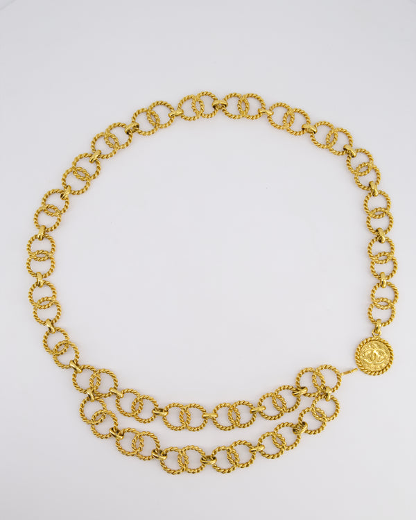 Chanel 1985 18ct Plated Gold Interlocking Chain Belt with CC Medallion Detail
