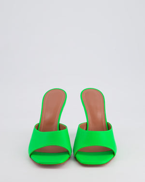 Amina Muaddi Neon Green Leather Heeled Mule Size EU 37.5