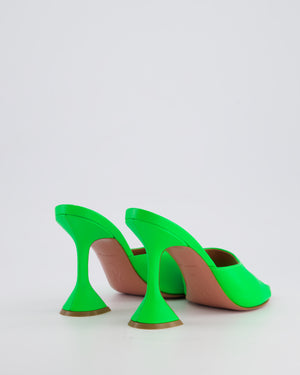 Amina Muaddi Neon Green Leather Heeled Mule Size EU 37.5