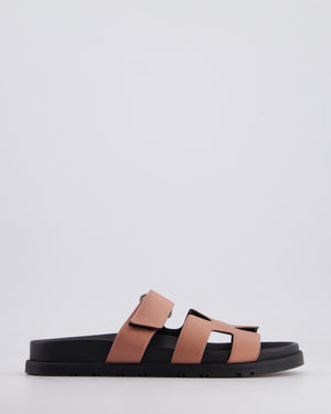 Hermès Bronze and Black Satin Chypre Sandals Size EU 37.5