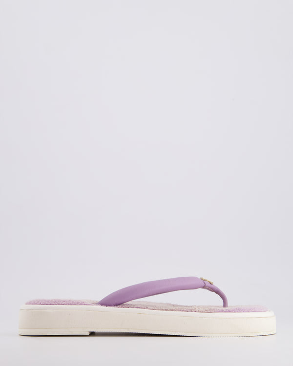 Chanel Lilac Terry Towel Beach Sandal with CC Logo Size EU 37C
