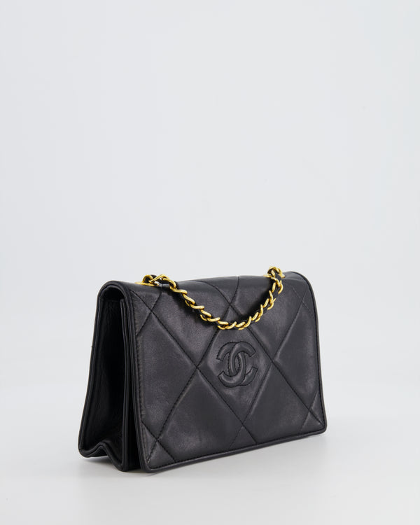 Chanel Black Vintage Small Diamond Quilted CC Wallet on Chain with 24k Gold Hardware