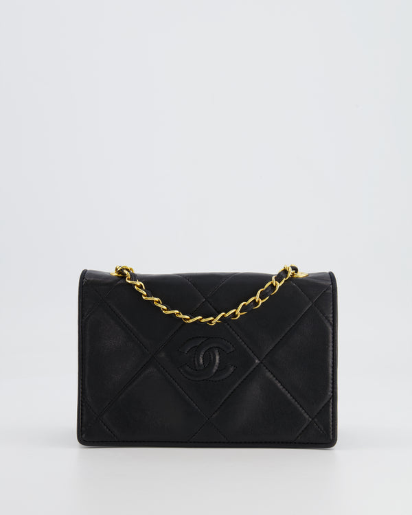 Chanel Black Vintage Small Diamond Quilted CC Wallet on Chain with 24k Gold Hardware