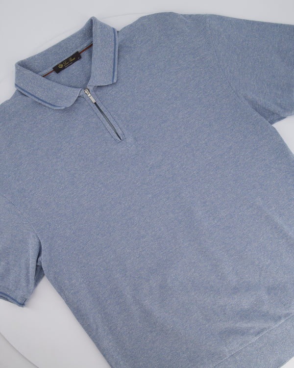 Loro Piana Menswear Blue Zip Polo Shirt Size S (EU 48)