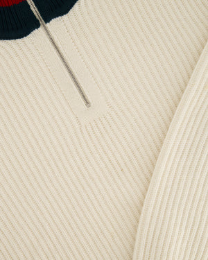 Gucci Beige Menswear Ribbed Long Sleeve Jumper with Zip Detail UK XL (EU 52)