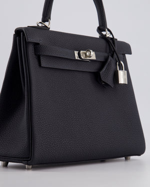 *HOLY GRAIL* Hermès Kelly 25cm Retourne Bag in Caban Togo Leather and Palladium Hardware