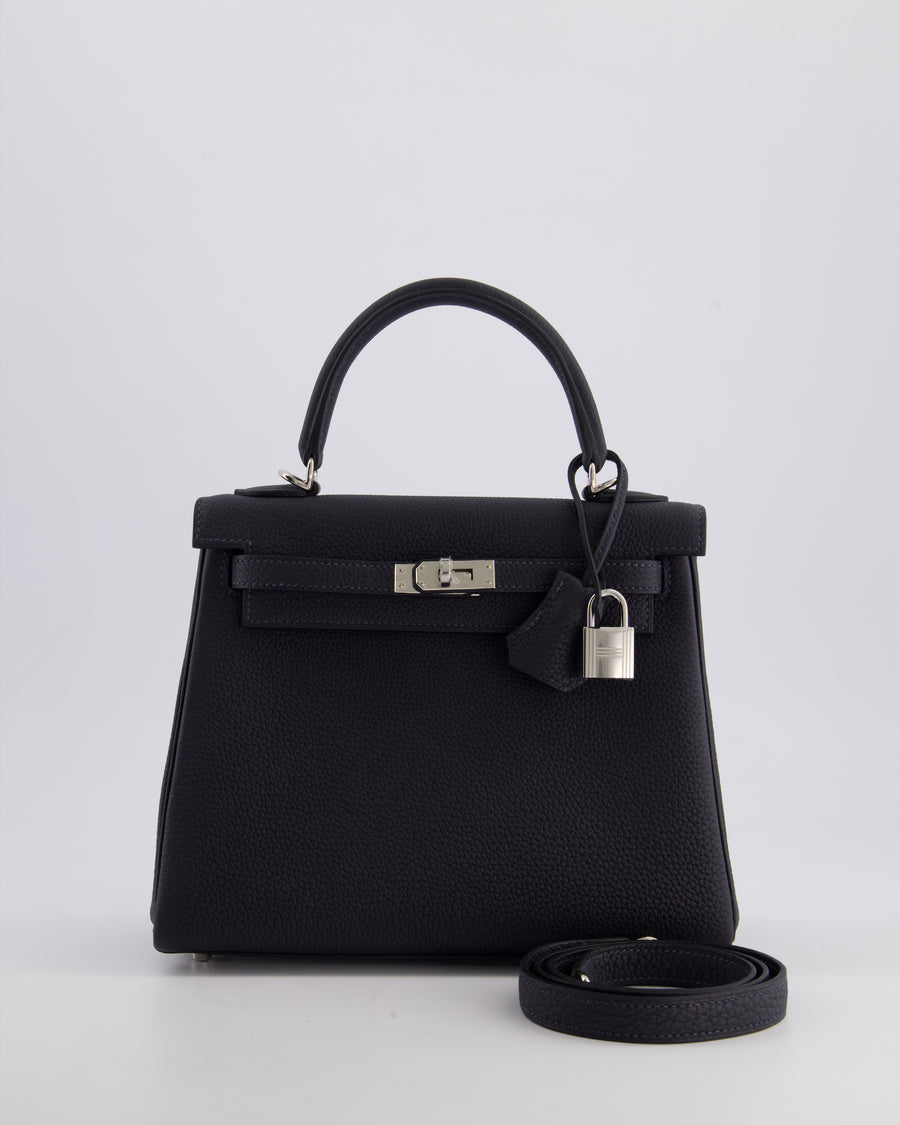 *HOLY GRAIL* Hermès Kelly 25cm Retourne Bag in Caban Togo Leather and Palladium Hardware