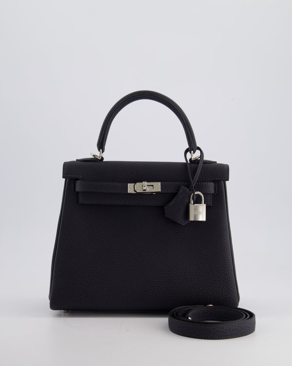 *HOLY GRAIL* Hermès Kelly 25cm Retourne Bag in Caban Togo Leather and Palladium Hardware