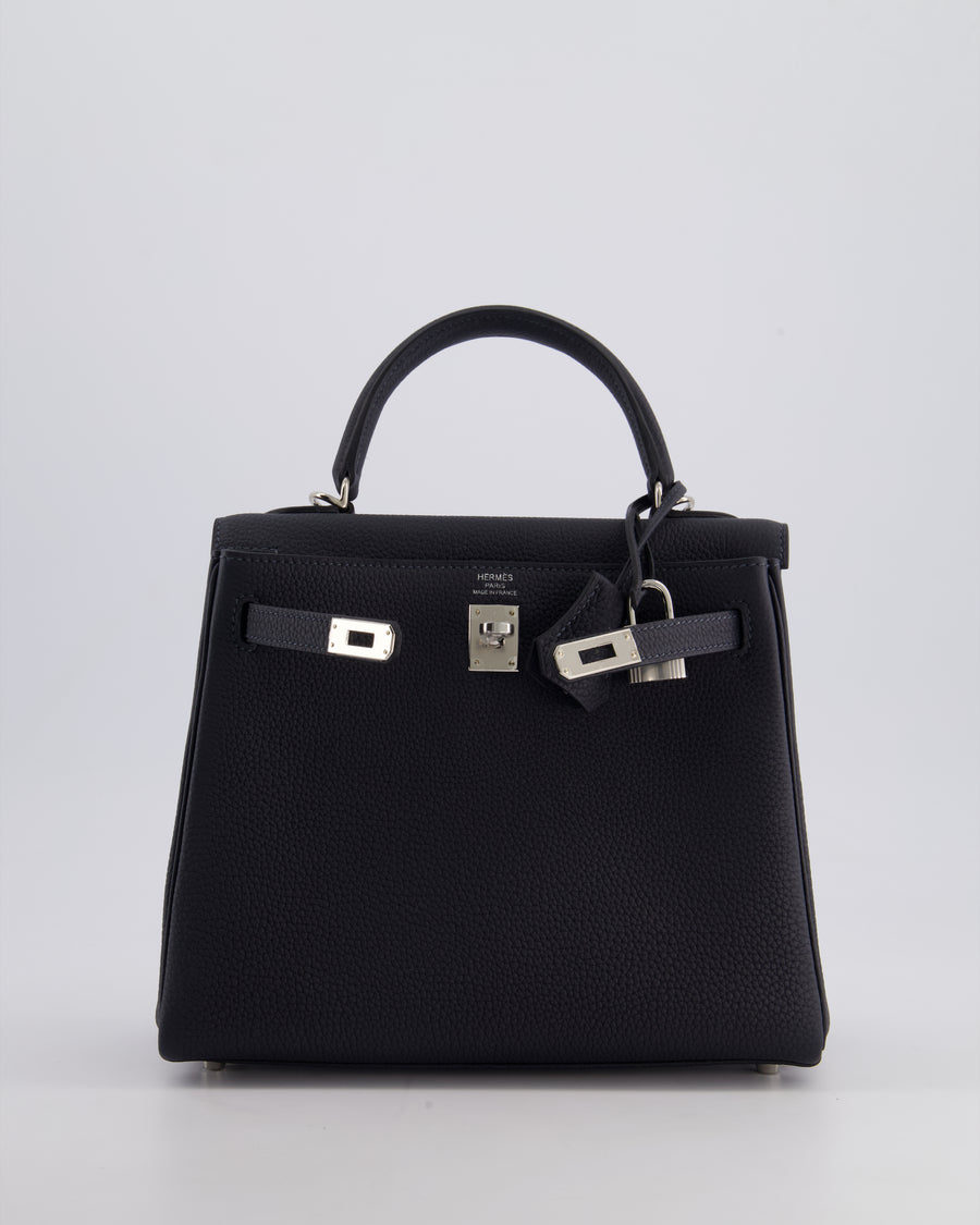 *HOLY GRAIL* Hermès Kelly 25cm Retourne Bag in Caban Togo Leather and Palladium Hardware