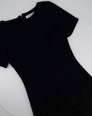 Christian Dior Black Short Sleeve Pleated Midi Dress FR 34 (UK 6)