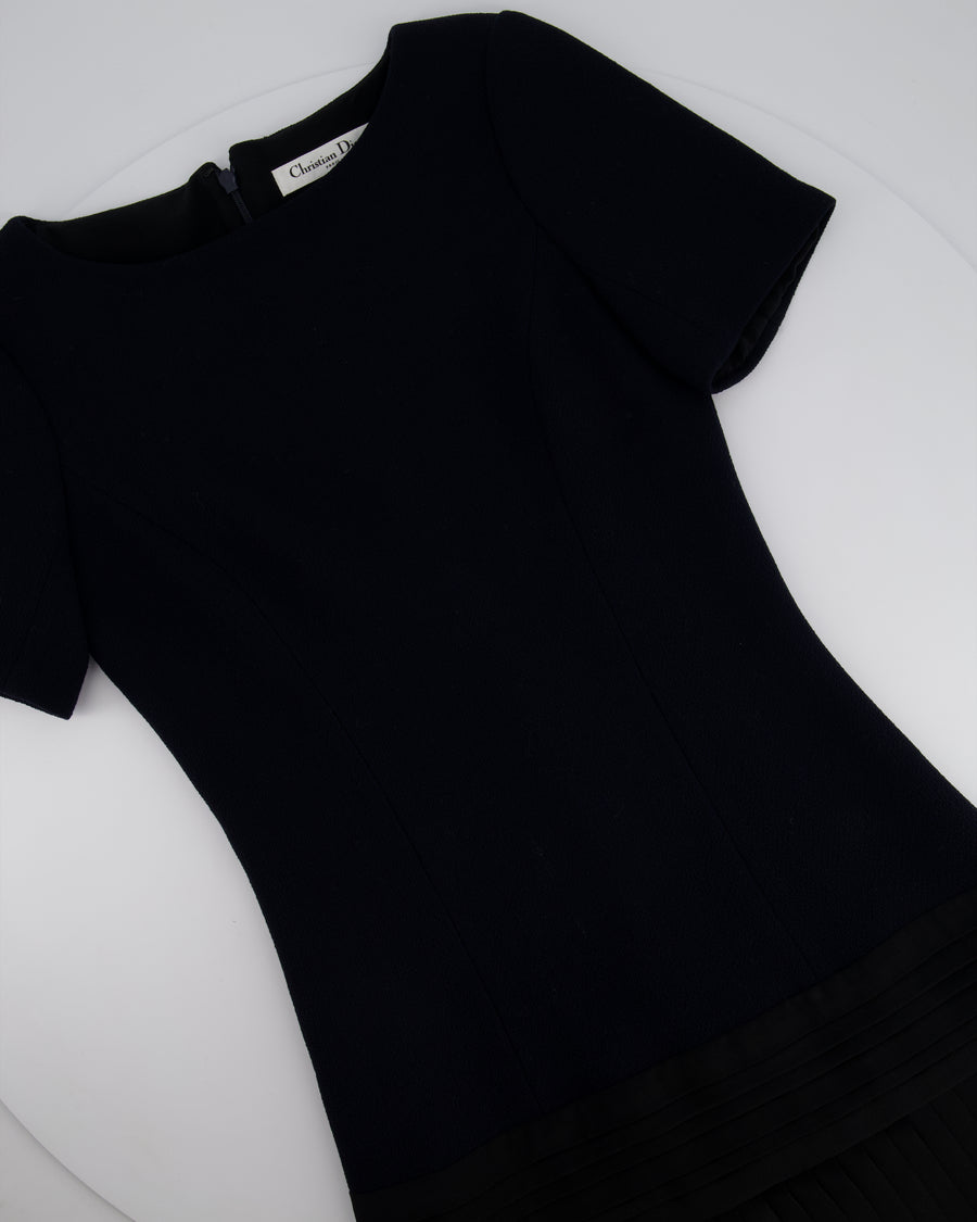 Christian Dior Black Short Sleeve Pleated Midi Dress FR 34 (UK 6)