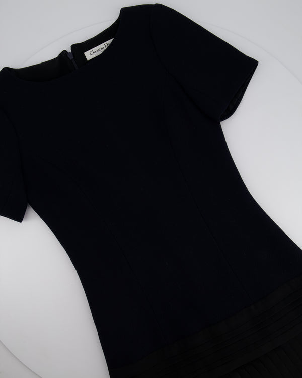 Christian Dior Black Short Sleeve Pleated Midi Dress FR 34 (UK 6)