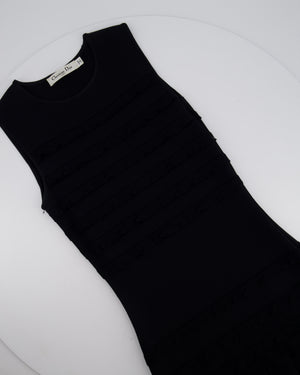 Christian Dior Black Sleeveless Knitted Midi Dress with Frill Detail FR 34 (UK 6)