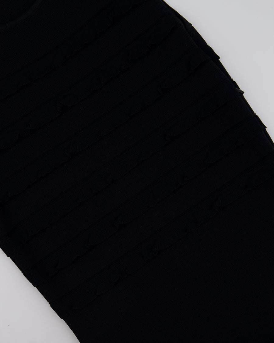Christian Dior Black Short Sleeve Pleated Midi Dress FR 34 (UK 6)