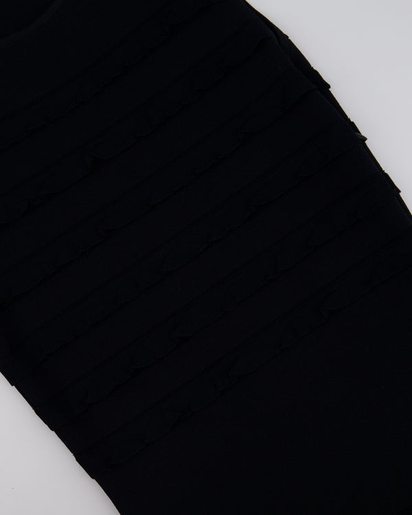 Christian Dior Black Short Sleeve Pleated Midi Dress FR 34 (UK 6)