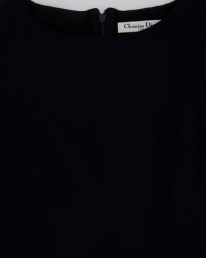 Christian Dior Black Short Sleeve Pleated Midi Dress FR 34 (UK 6)