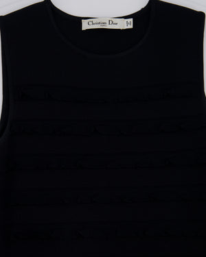 Christian Dior Black Sleeveless Knitted Midi Dress with Frill Detail FR 34 (UK 6)