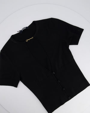 Jacquemus Black Short Sleeve Top with Gold Logo Detail Size FR 34 (UK 6)