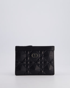 Christian Dior Macrocannage Diamond Caro Zipped Pouch Bag with Gunmetal Hardware