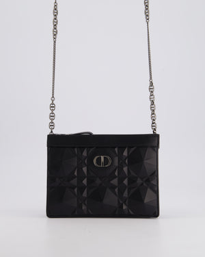 Christian Dior Macrocannage Diamond Caro Zipped Pouch Bag with Gunmetal Hardware