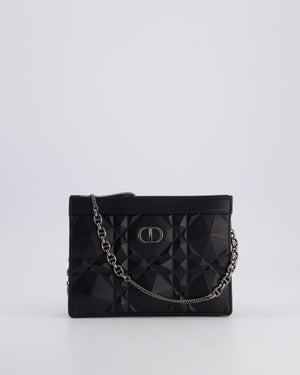 Christian Dior Macrocannage Diamond Caro Zipped Pouch Bag with Gunmetal Hardware