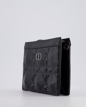 Christian Dior Macrocannage Diamond Caro Zipped Pouch Bag with Gunmetal Hardware