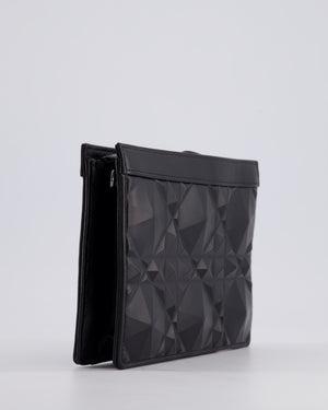 Christian Dior Macrocannage Diamond Caro Zipped Pouch Bag with Gunmetal Hardware