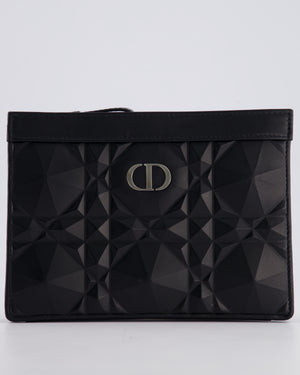 Christian Dior Macrocannage Diamond Caro Zipped Pouch Bag with Gunmetal Hardware