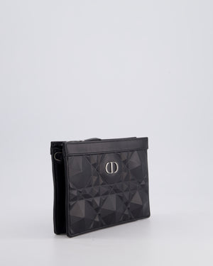 Christian Dior Macrocannage Diamond Caro Zipped Pouch Bag with Gunmetal Hardware