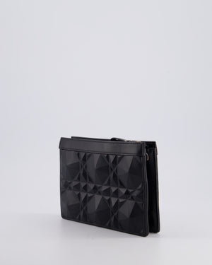 Christian Dior Macrocannage Diamond Caro Zipped Pouch Bag with Gunmetal Hardware