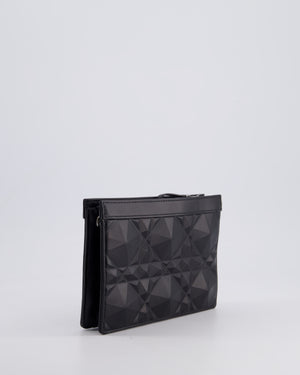 Christian Dior Macrocannage Diamond Caro Zipped Pouch Bag with Gunmetal Hardware
