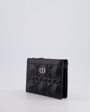 Christian Dior Macrocannage Diamond Caro Zipped Pouch Bag with Gunmetal Hardware
