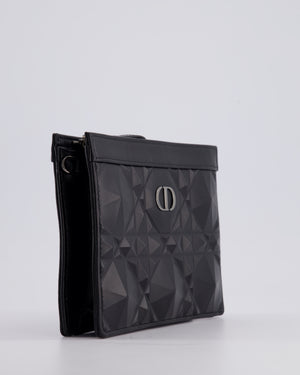 Christian Dior Macrocannage Diamond Caro Zipped Pouch Bag with Gunmetal Hardware