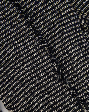 Alexander McQueen Black and White Stripped Frayed Tweed Jacket Size IT 40 (UK 8)