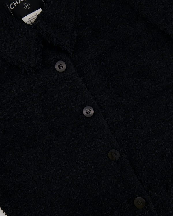 Chanel 05/A Black Tweed Jacket with CC Logo Buttons Detail Size FR 36 (UK 8)