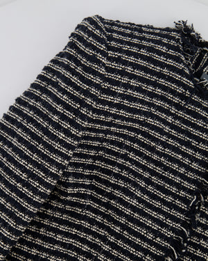 Alexander McQueen Black and White Stripped Frayed Tweed Jacket Size IT 40 (UK 8)
