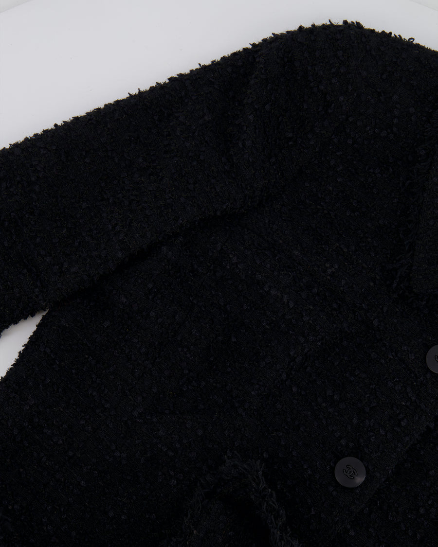 Chanel 05/A Black Tweed Jacket with CC Logo Buttons Detail Size FR 36 (UK 8)