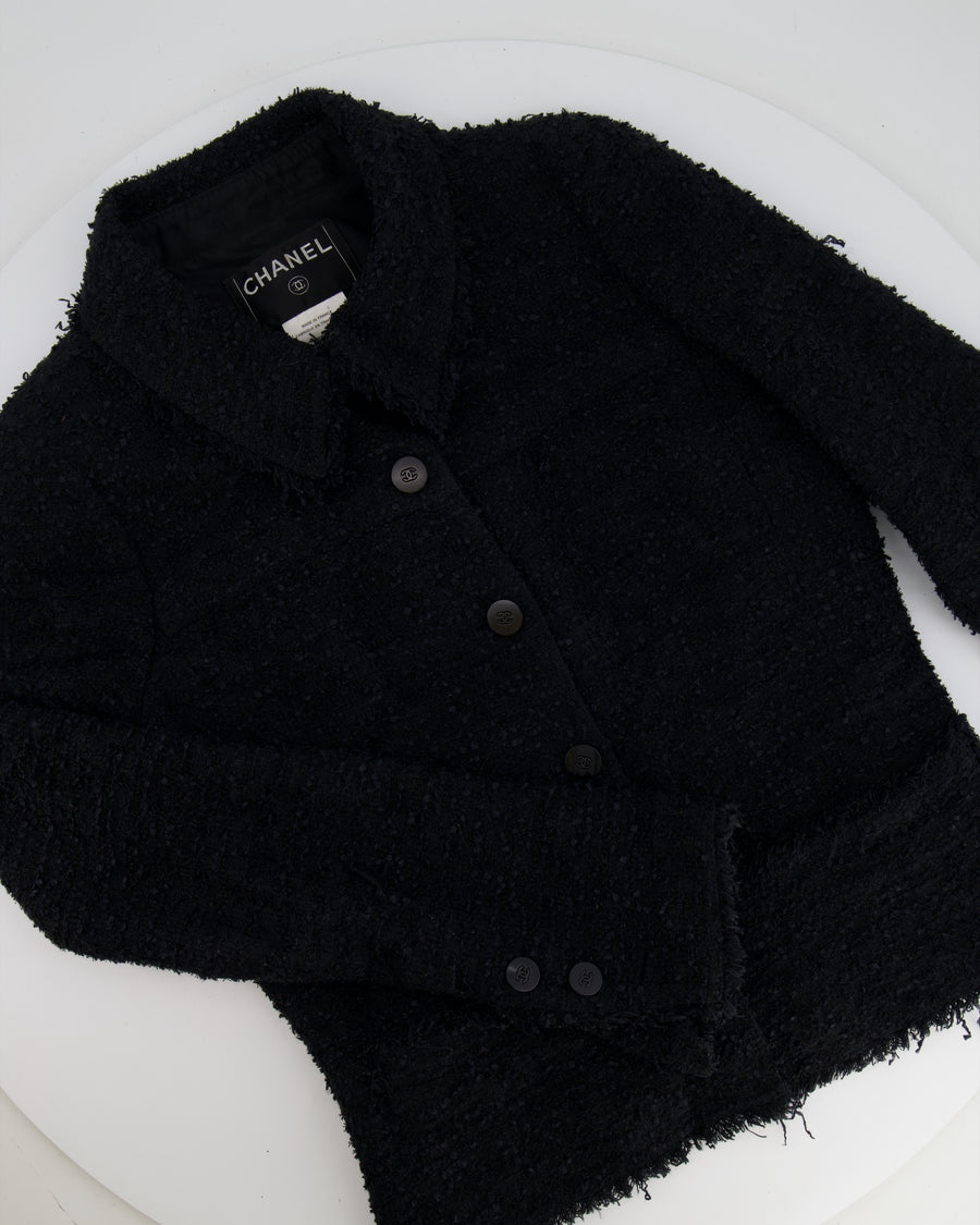 Chanel 05/A Black Tweed Jacket with CC Logo Buttons Detail Size FR 36 (UK 8)