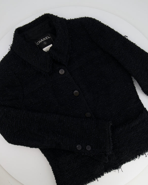 Chanel 05/A Black Tweed Jacket with CC Logo Buttons Detail Size FR 36 (UK 8)