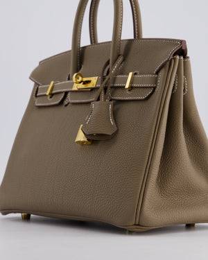 *HOT* Hermès Birkin Retourne 25cm Bag in Etoupe Togo Leather with Gold Hardware