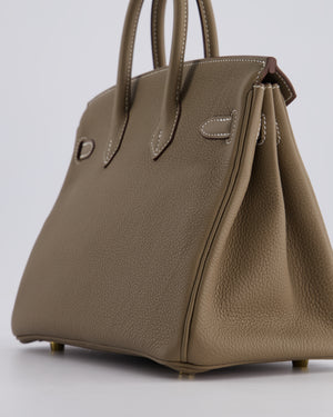 *HOT* Hermès Birkin Retourne 25cm Bag in Etoupe Togo Leather with Gold Hardware