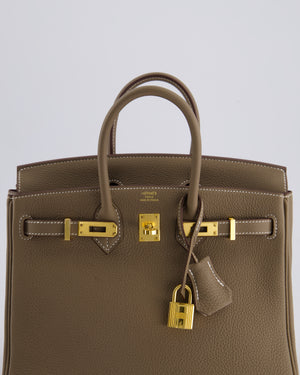 *HOT* Hermès Birkin Retourne 25cm Bag in Etoupe Togo Leather with Gold Hardware
