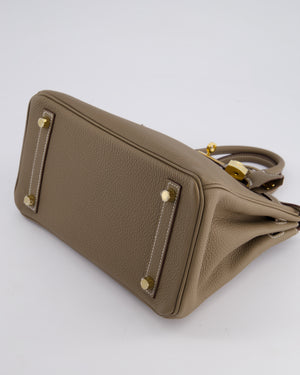 *HOT* Hermès Birkin Retourne 25cm Bag in Etoupe Togo Leather with Gold Hardware