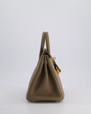 *HOT* Hermès Birkin Retourne 25cm Bag in Etoupe Togo Leather with Gold Hardware