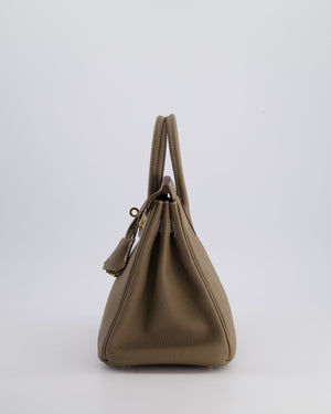 *HOT* Hermès Birkin Retourne 25cm Bag in Etoupe Togo Leather with Gold Hardware