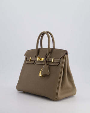 *HOT* Hermès Birkin Retourne 25cm Bag in Etoupe Togo Leather with Gold Hardware